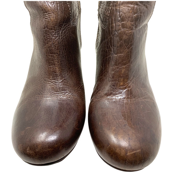 Tory Burch Dabney Knee High Wedge Boots Brown Croc Embossed Calf Leather Sz 6 - Picture 5 of 12